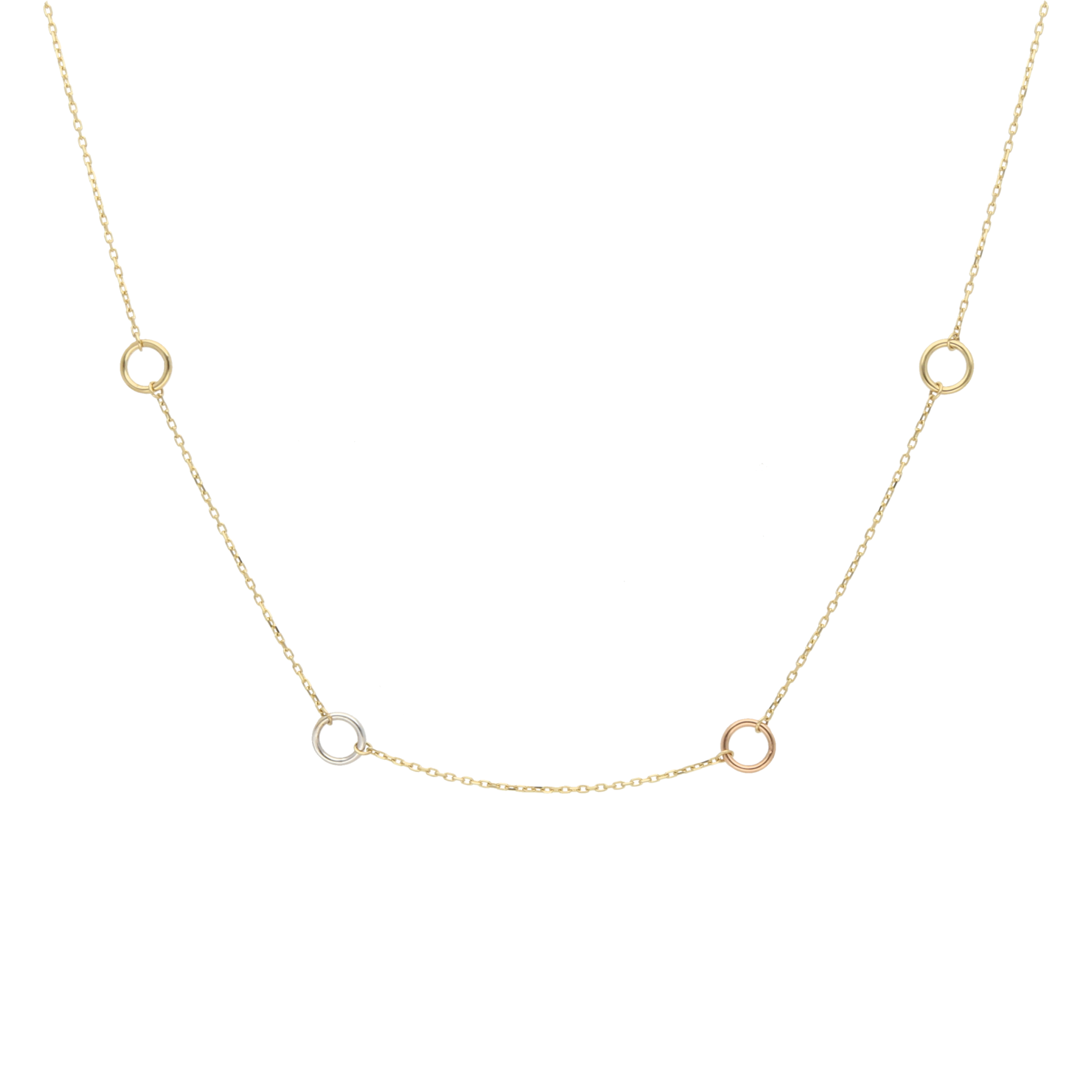 Collar círculos tricolor 14K