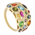 Anillo circonias colores 14K