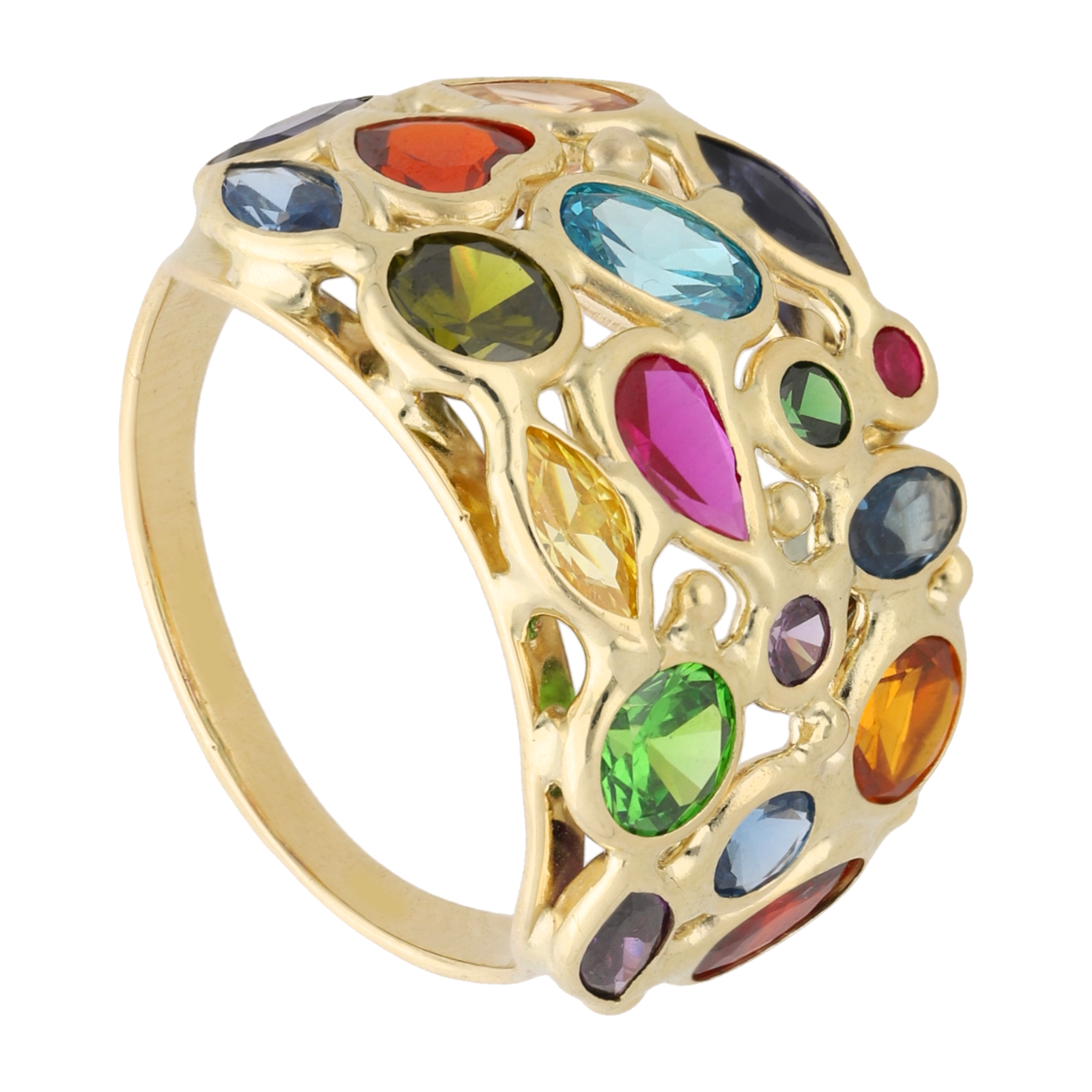 Anillo circonias colores 14K