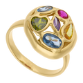 Anillo figura ondeada circonias colores 14K