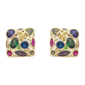 Aretes cuadrados circonias colores 14K