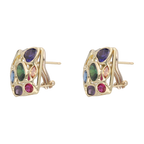 Aretes cuadrados circonias colores 14K