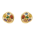 Aretes figura ondeada circonias colores 14K