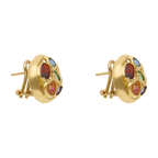 Aretes figura ondeada circonias colores 14K
