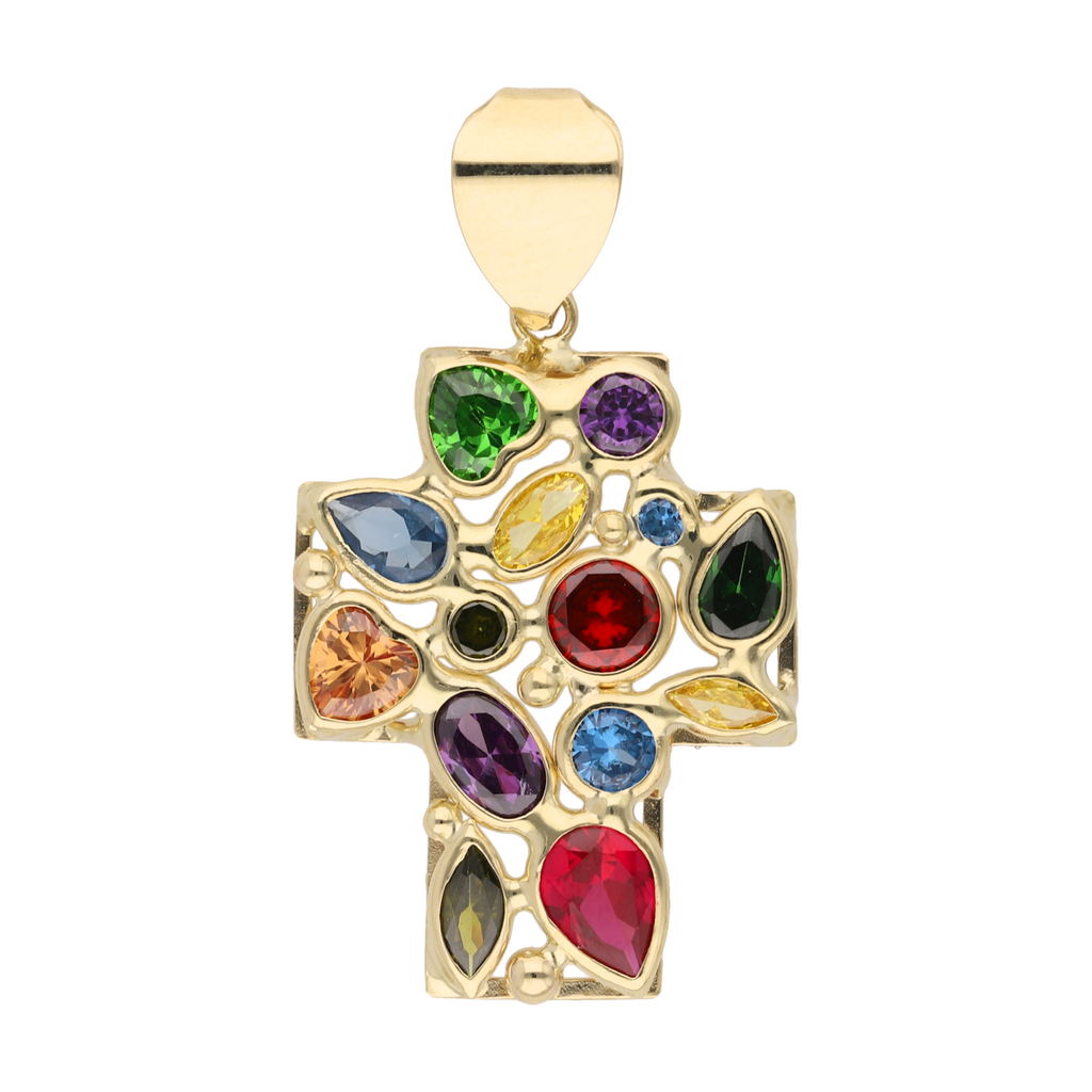 Cruz circonias colores 14K