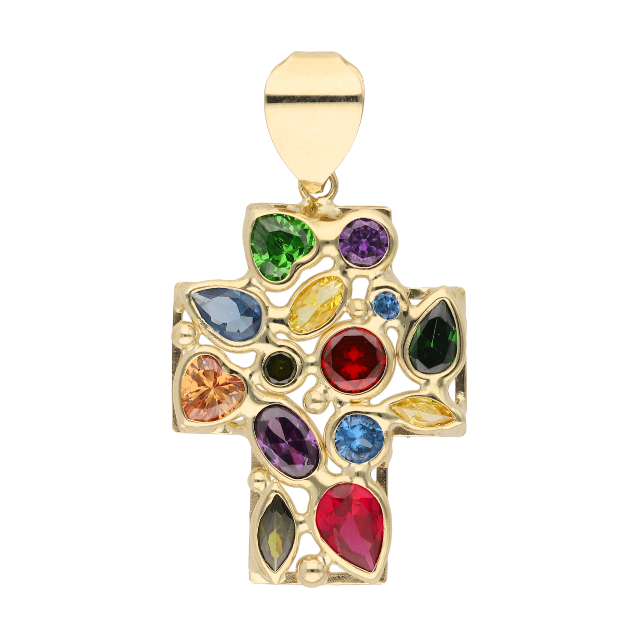 Cruz circonias colores 14K