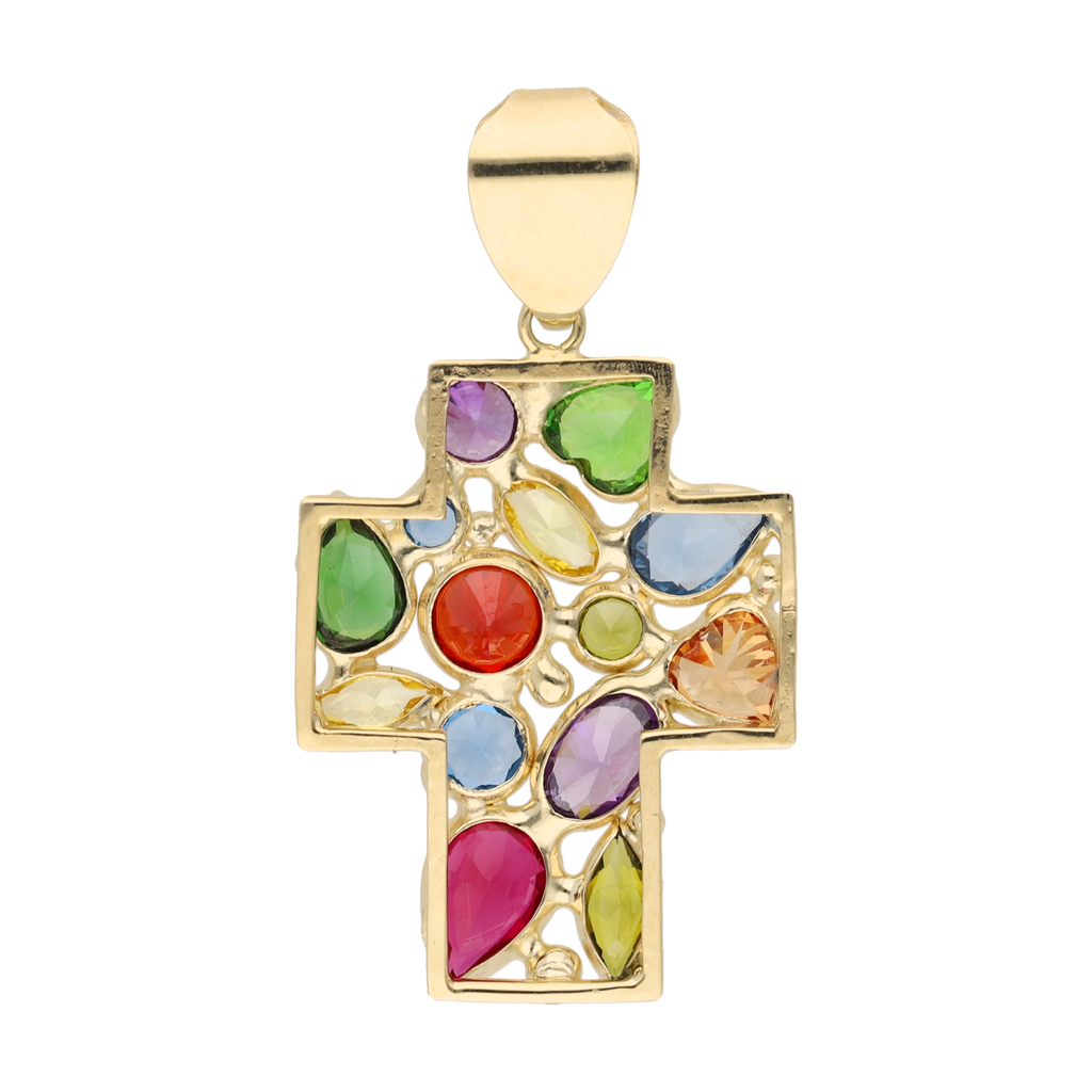 Cruz circonias colores 14K
