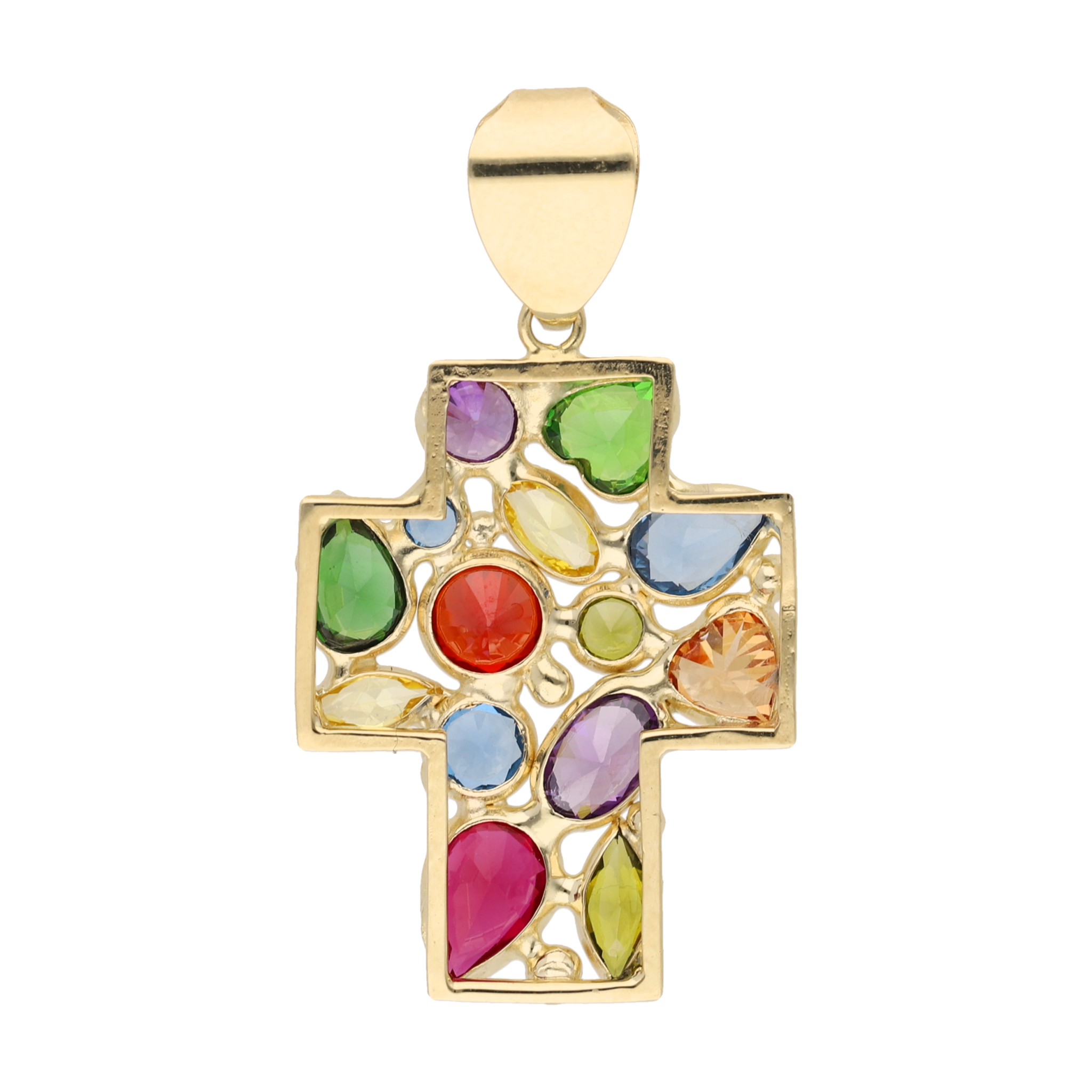 Cruz circonias colores 14K