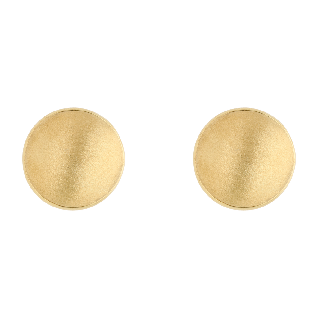 Aretes botón grandes mate 14K