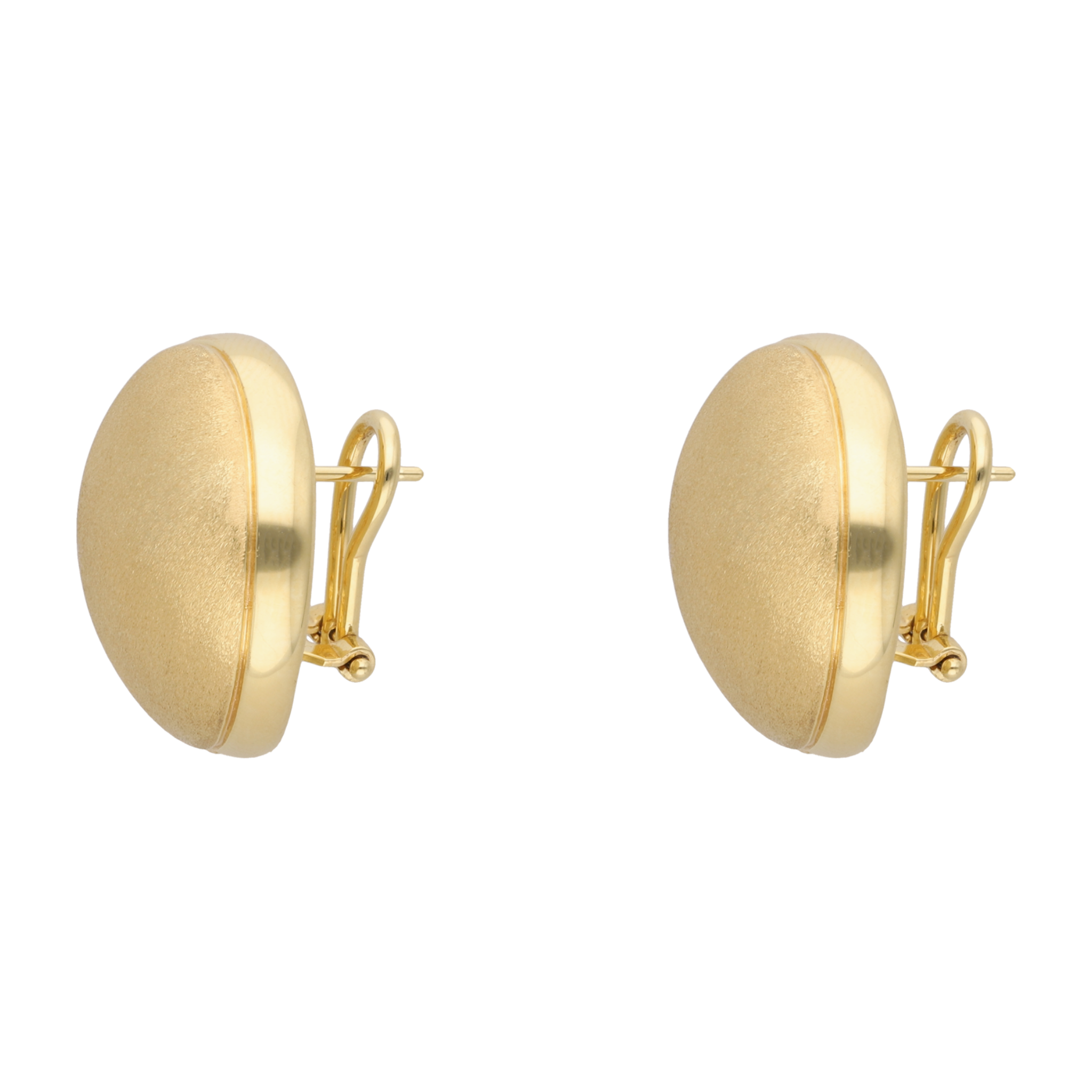 Aretes botón grandes mate 14K