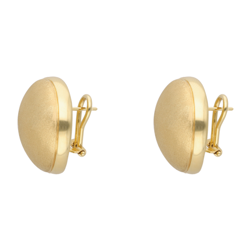 Aretes botón grandes mate 14K