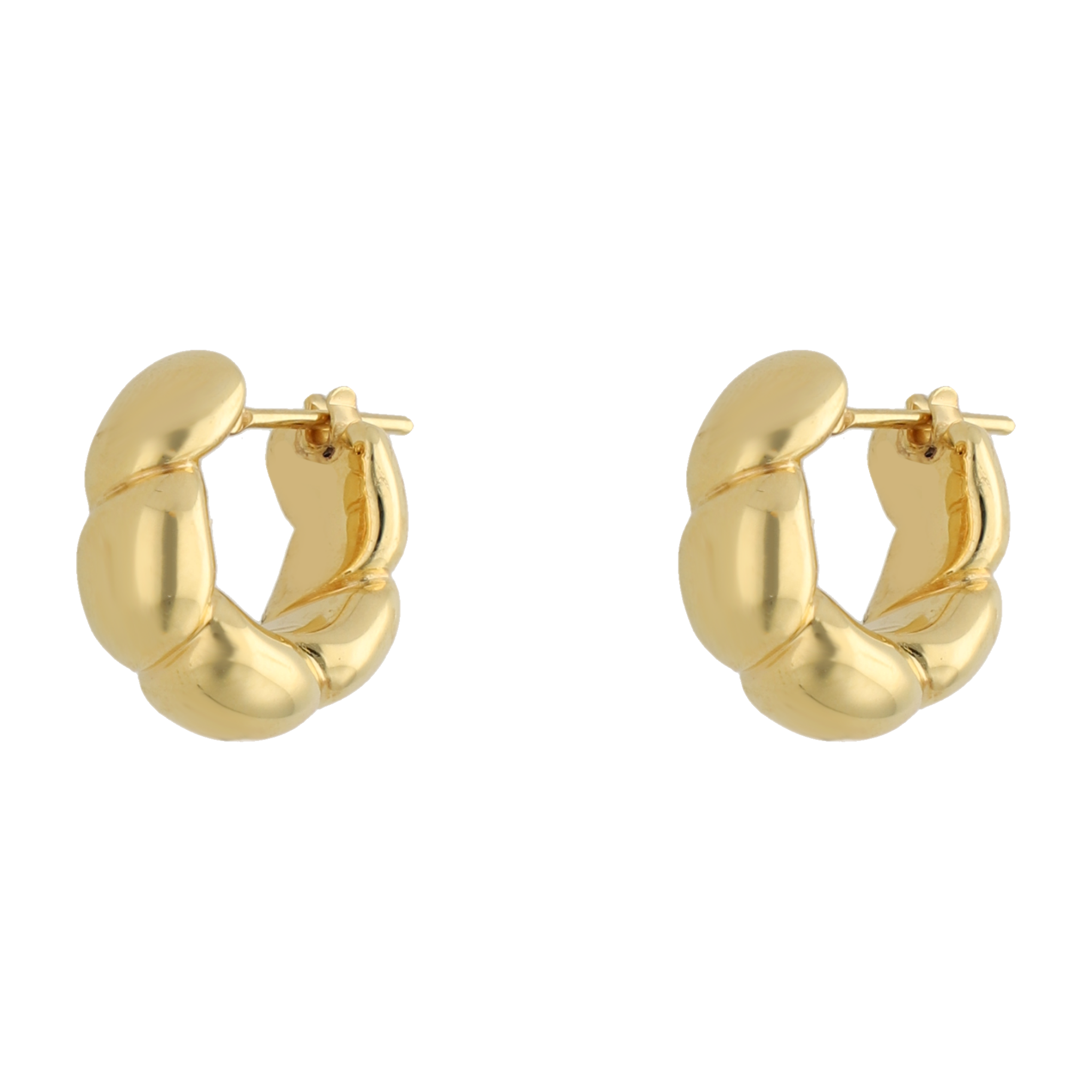 Arracadas chicas huecas caracol 14K