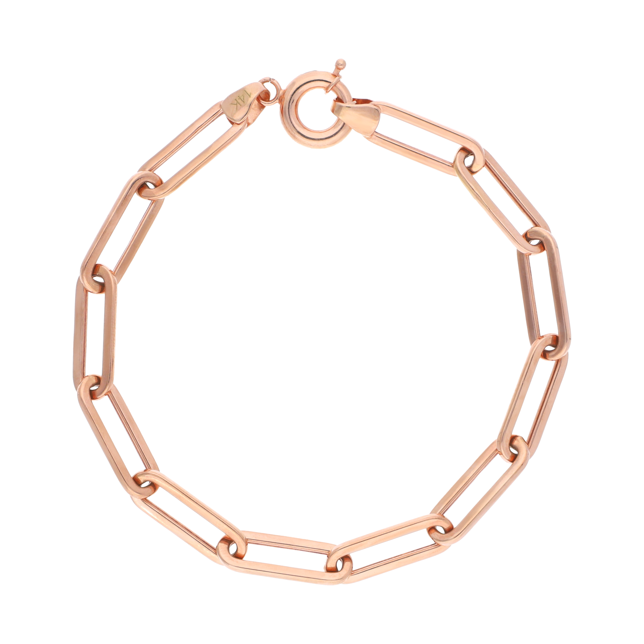 Pulsera hueca oro rosa 14K