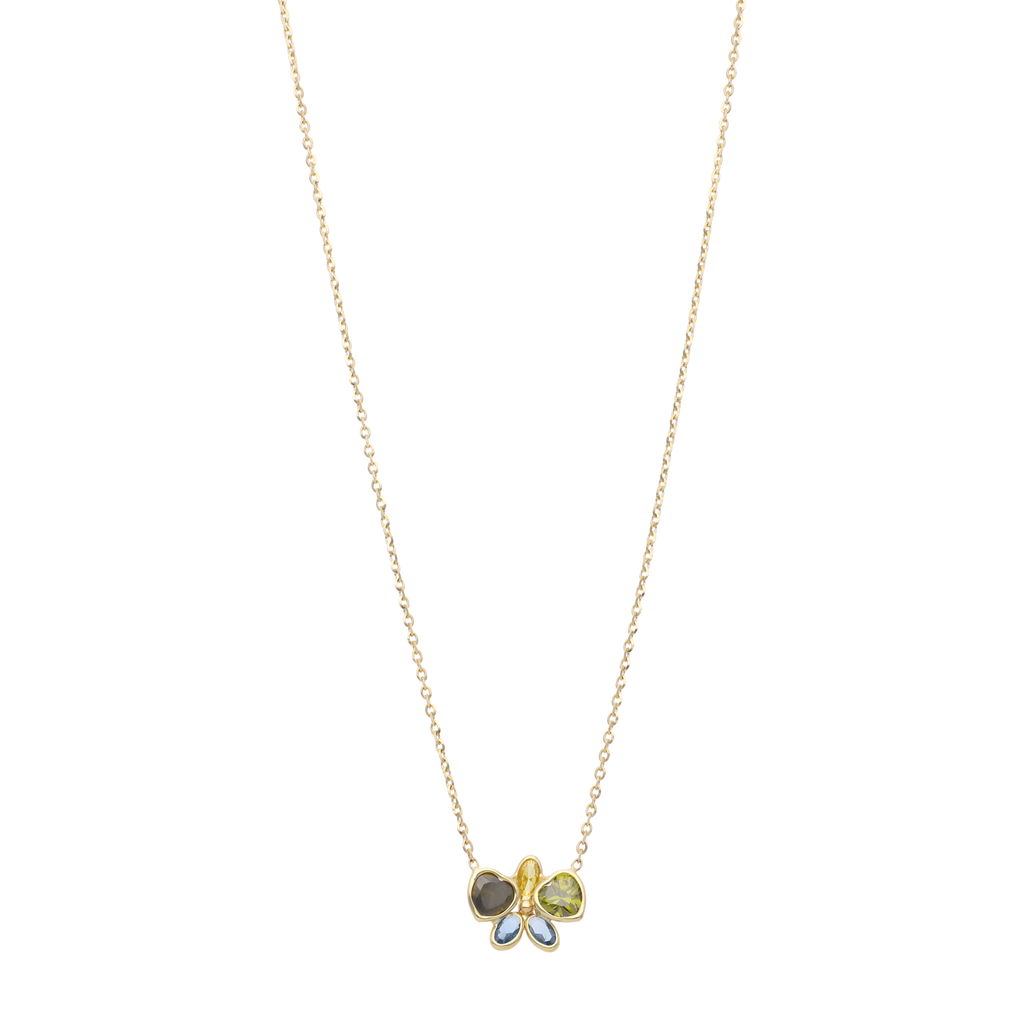 Collar mariposa circonias colores 14K