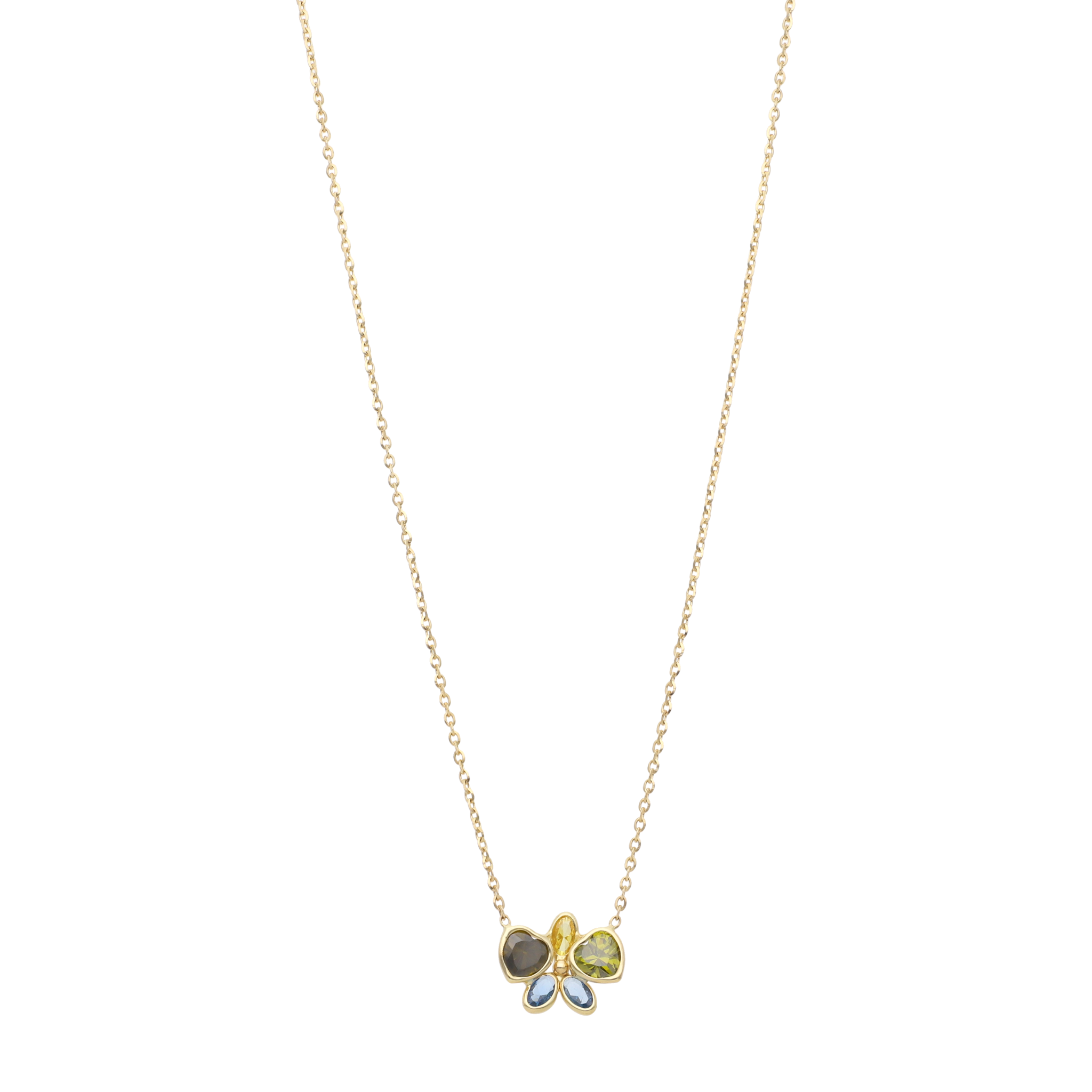 Collar mariposa circonias colores 14K