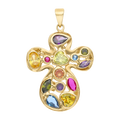 Cruz circonias colores esquinas redondeadas 14K