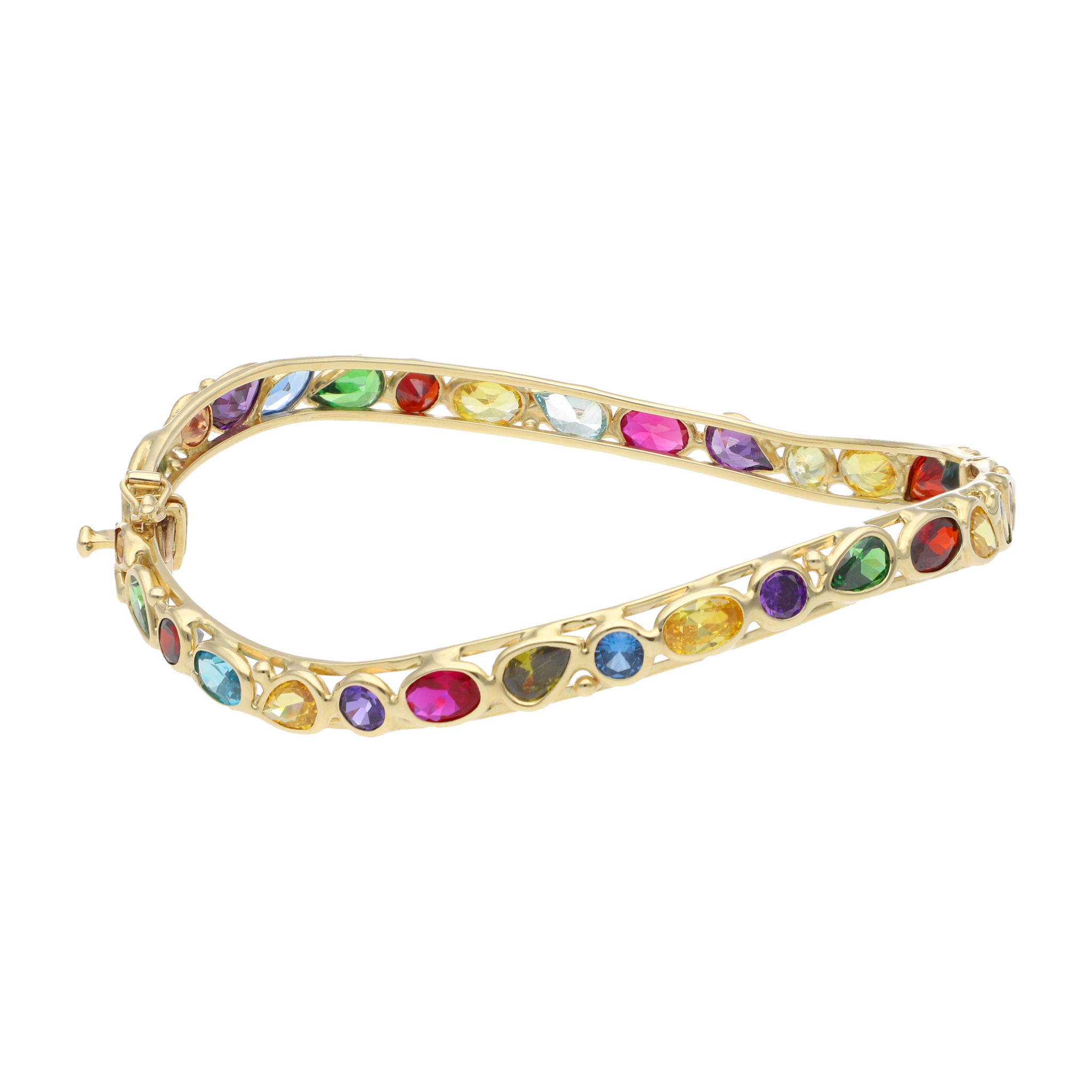 Aro rígido curvedao circonias colores 14K