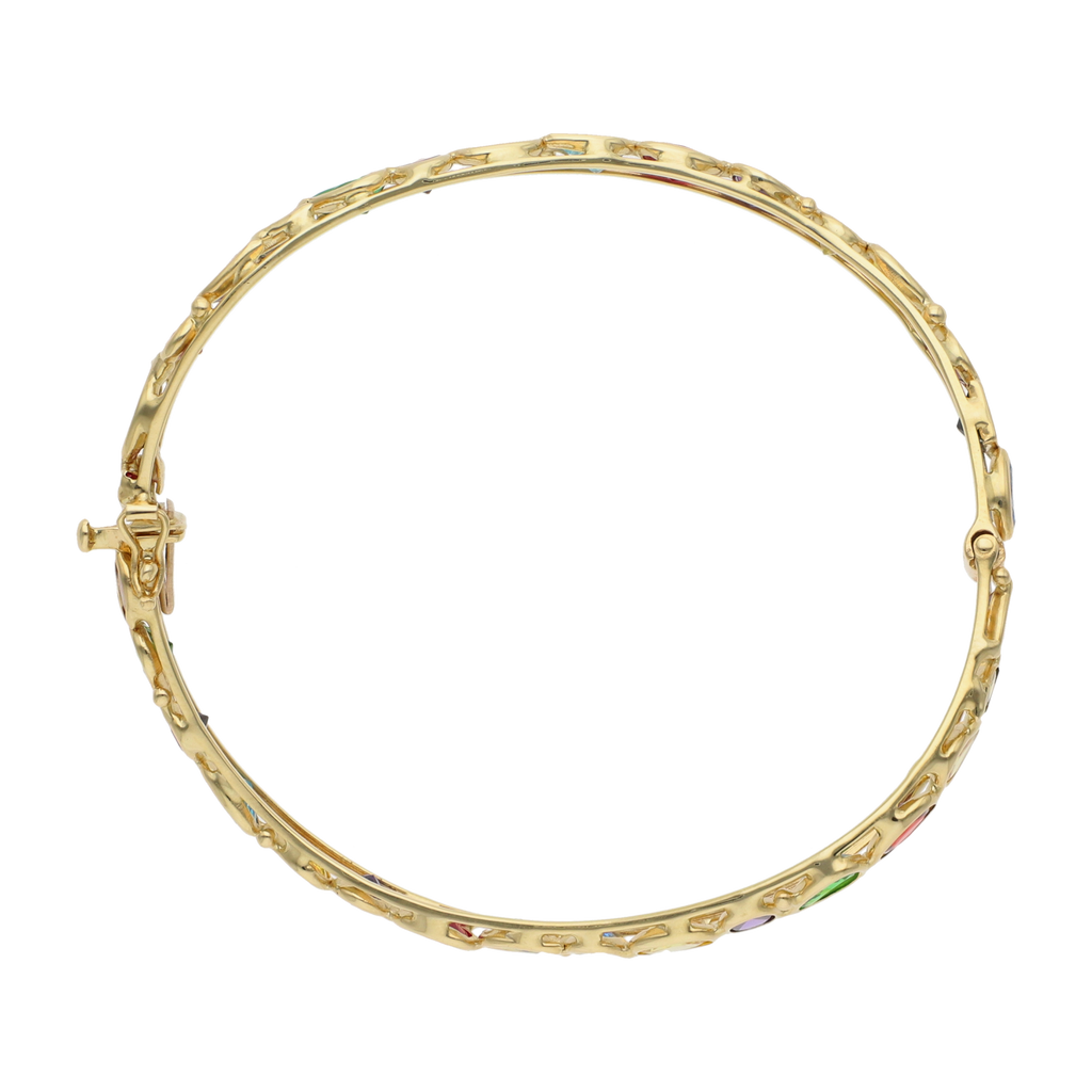 Aro rígido curvedao circonias colores 14K