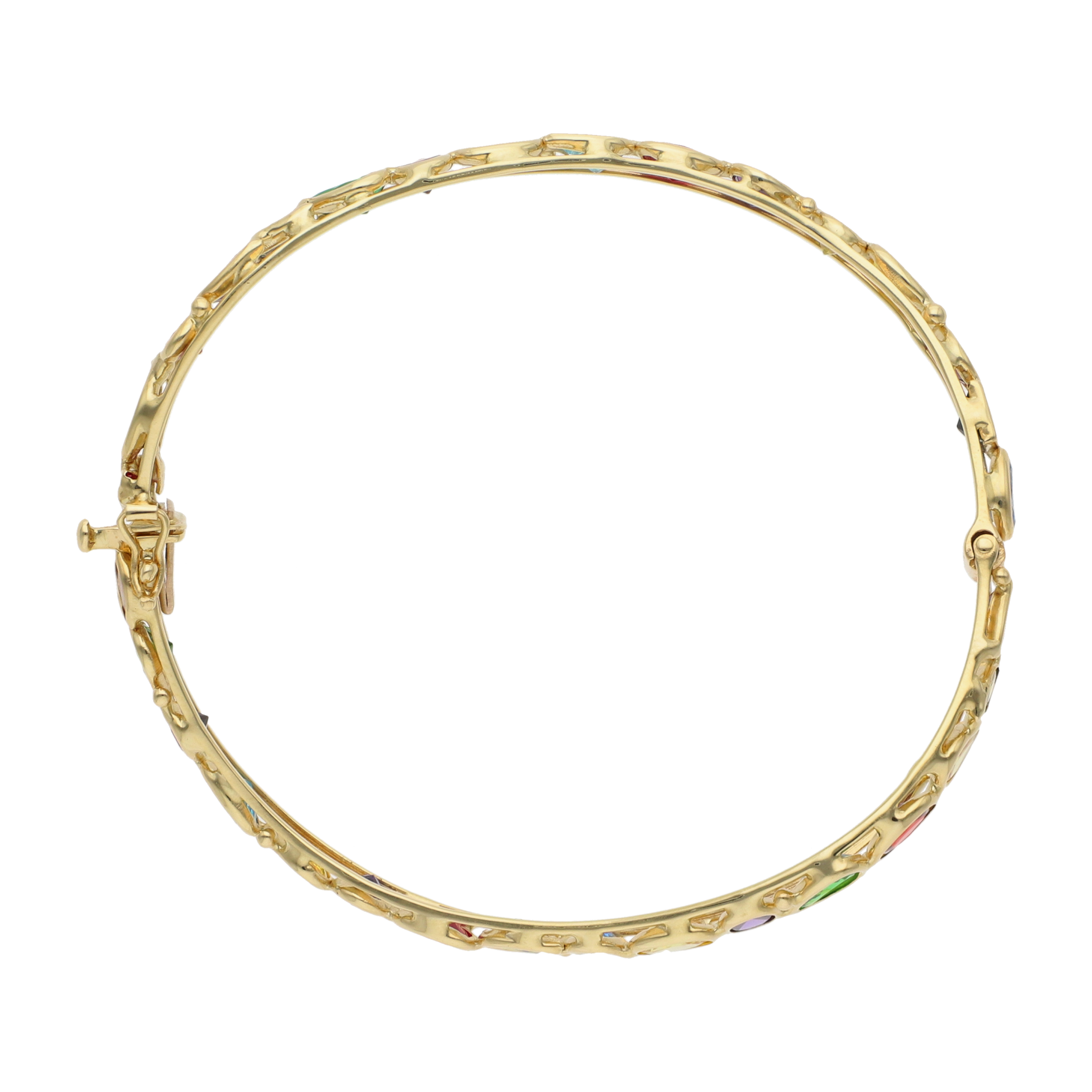 Aro rígido curvedao circonias colores 14K