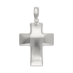 Cruz lisa hueca oro blanco 14K