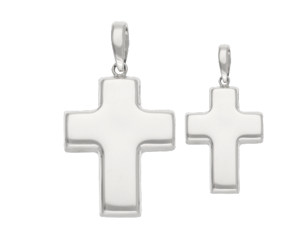 Cruz lisa hueca oro blanco 14K