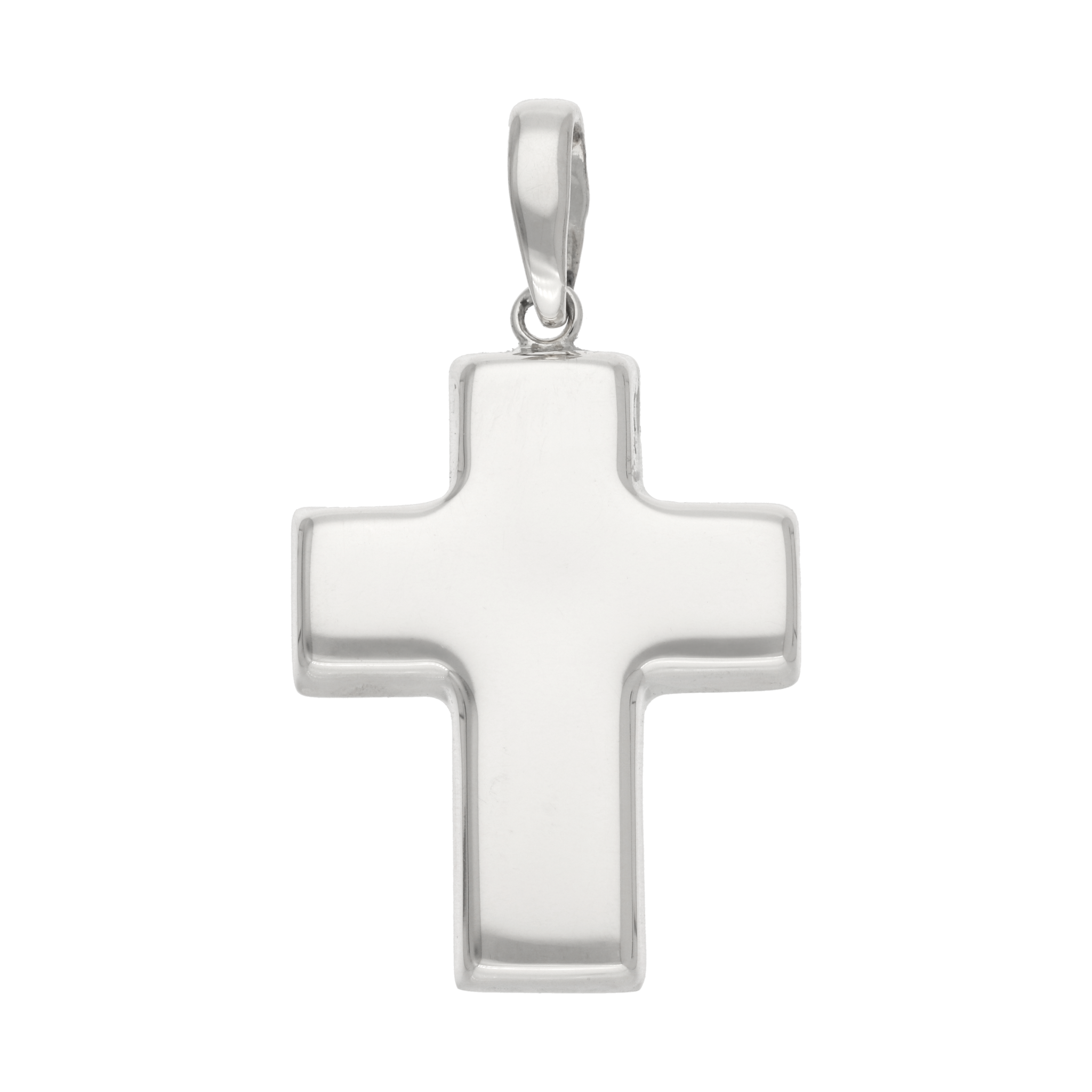 Cruz lisa hueca oro blanco 14K