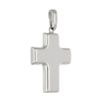 Cruz lisa hueca oro blanco 14K
