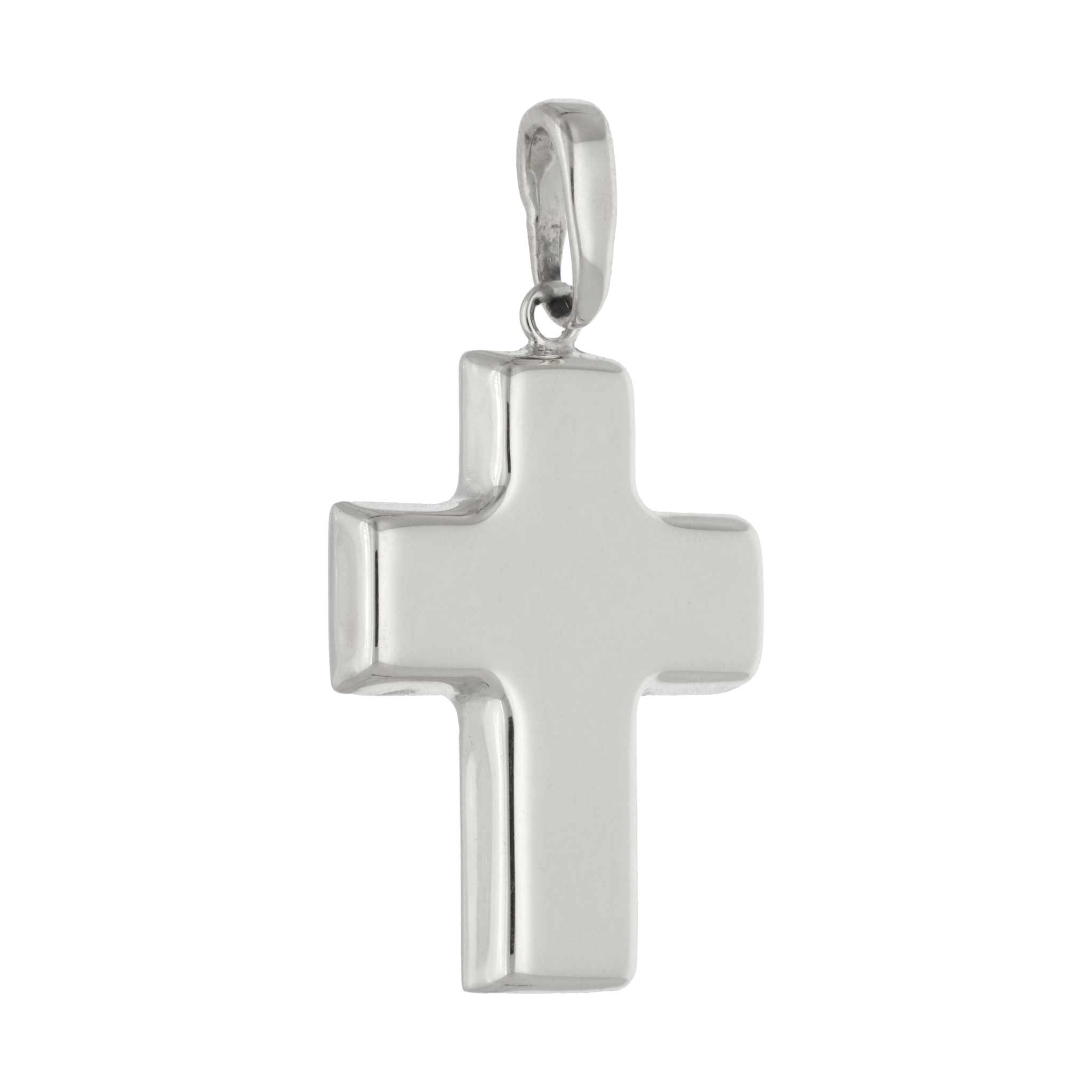 Cruz lisa hueca oro blanco 14K