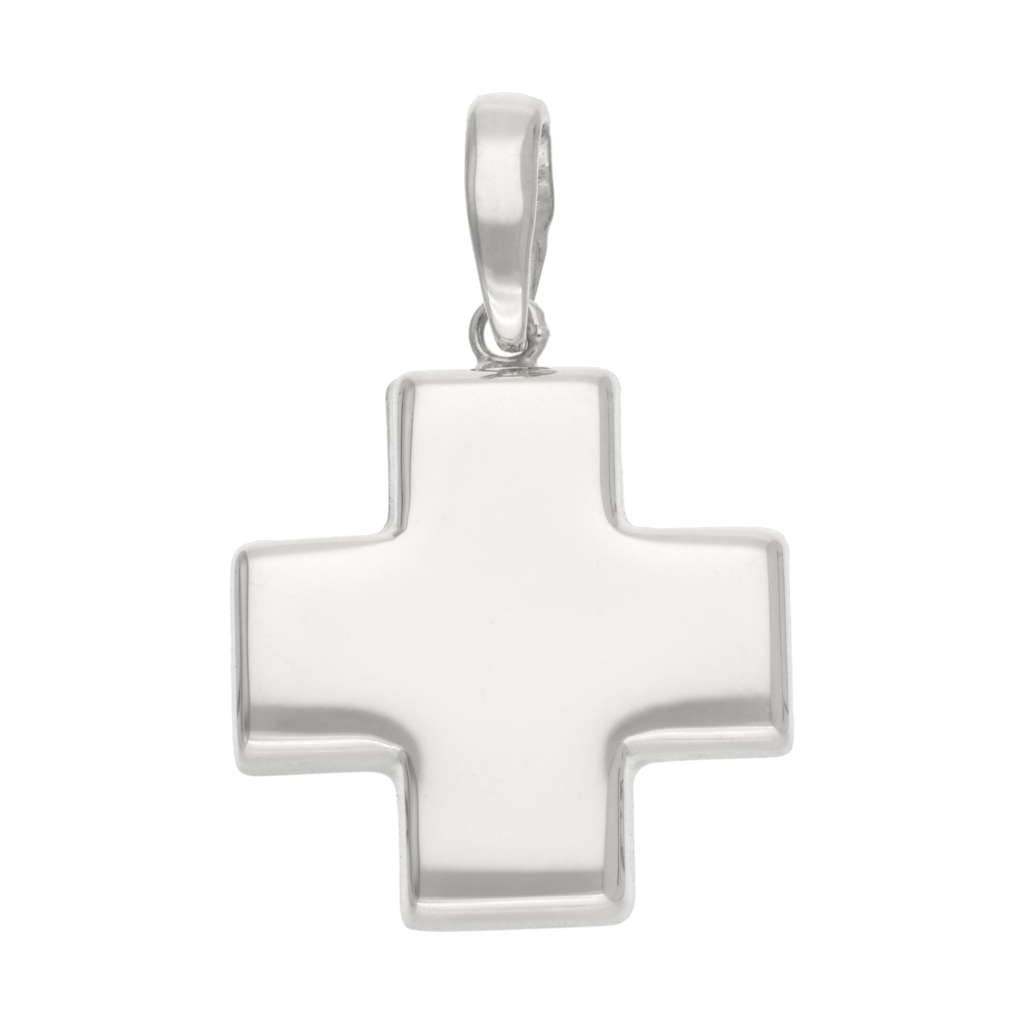 Cruz roja hueca oro blanco 14K