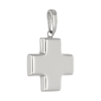 Cruz roja hueca oro blanco 14K