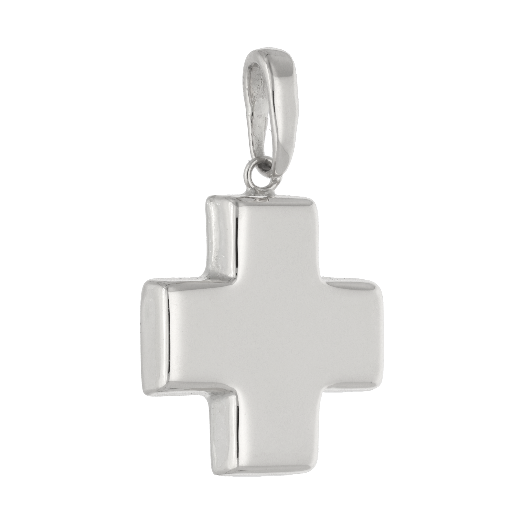 Cruz roja hueca oro blanco 14K