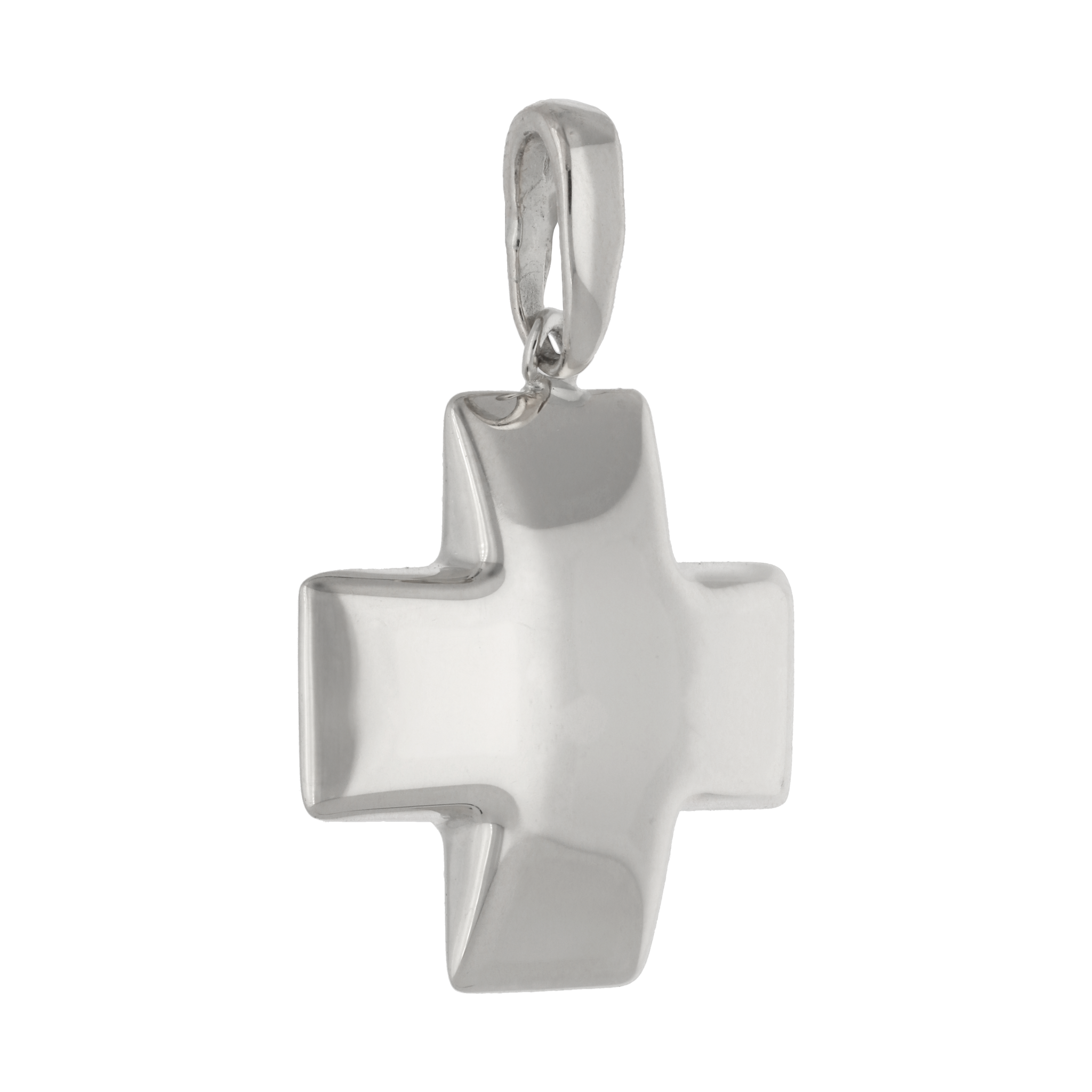 Cruz roja hueca oro blanco 14K