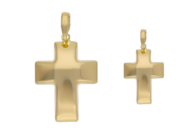 Cruz lisa hueca oro amarillo 14K
