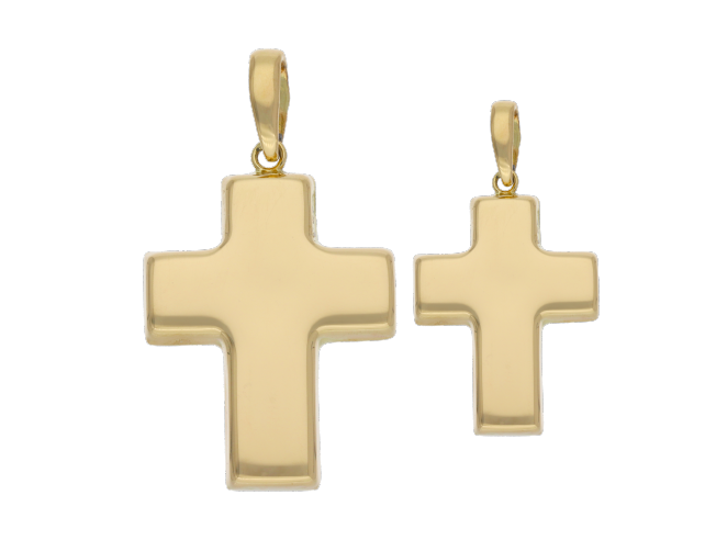 Cruz lisa hueca oro amarillo 14K