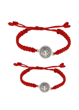 Pulsera hilo rojo San Benito plata