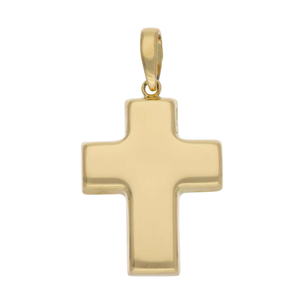 Cruz lisa hueca oro amarillo 14K