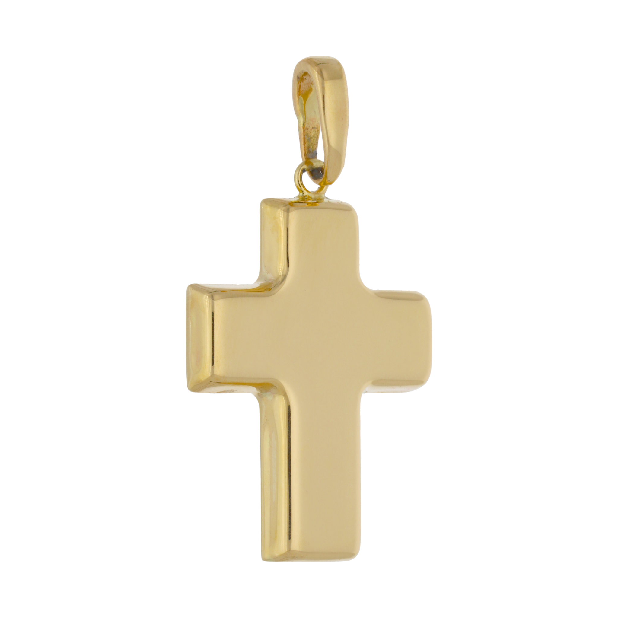 Cruz lisa hueca oro amarillo 14K