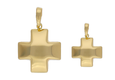 Cruz roja hueca oro amarillo 14K