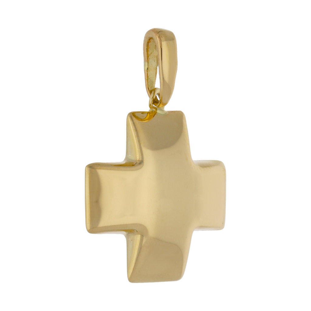 Cruz roja hueca oro amarillo 14K