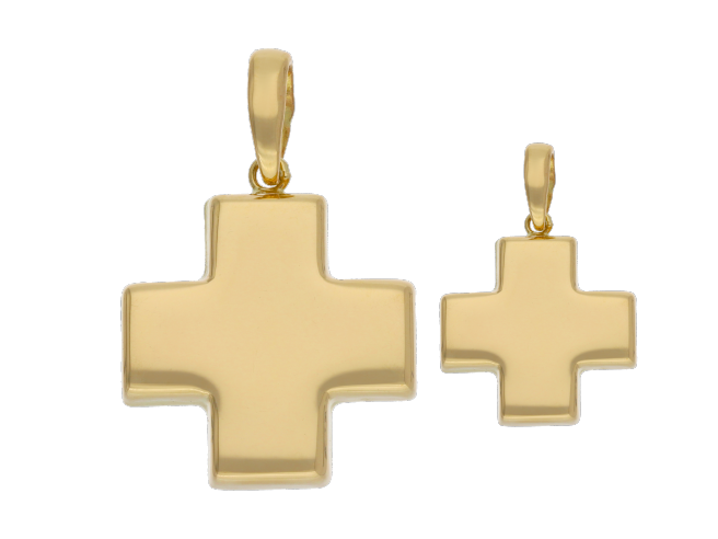 Cruz roja hueca oro amarillo 14K