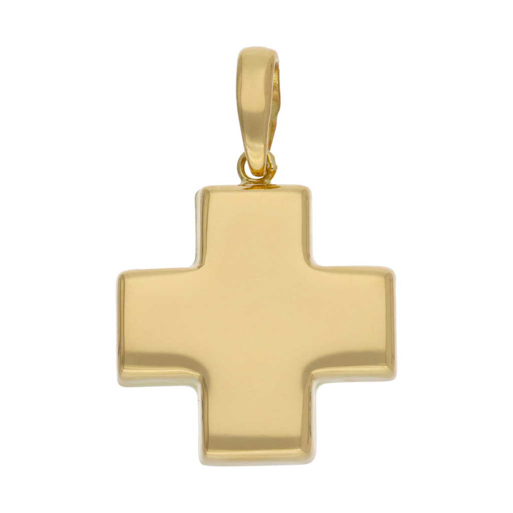 Cruz roja hueca oro amarillo 14K