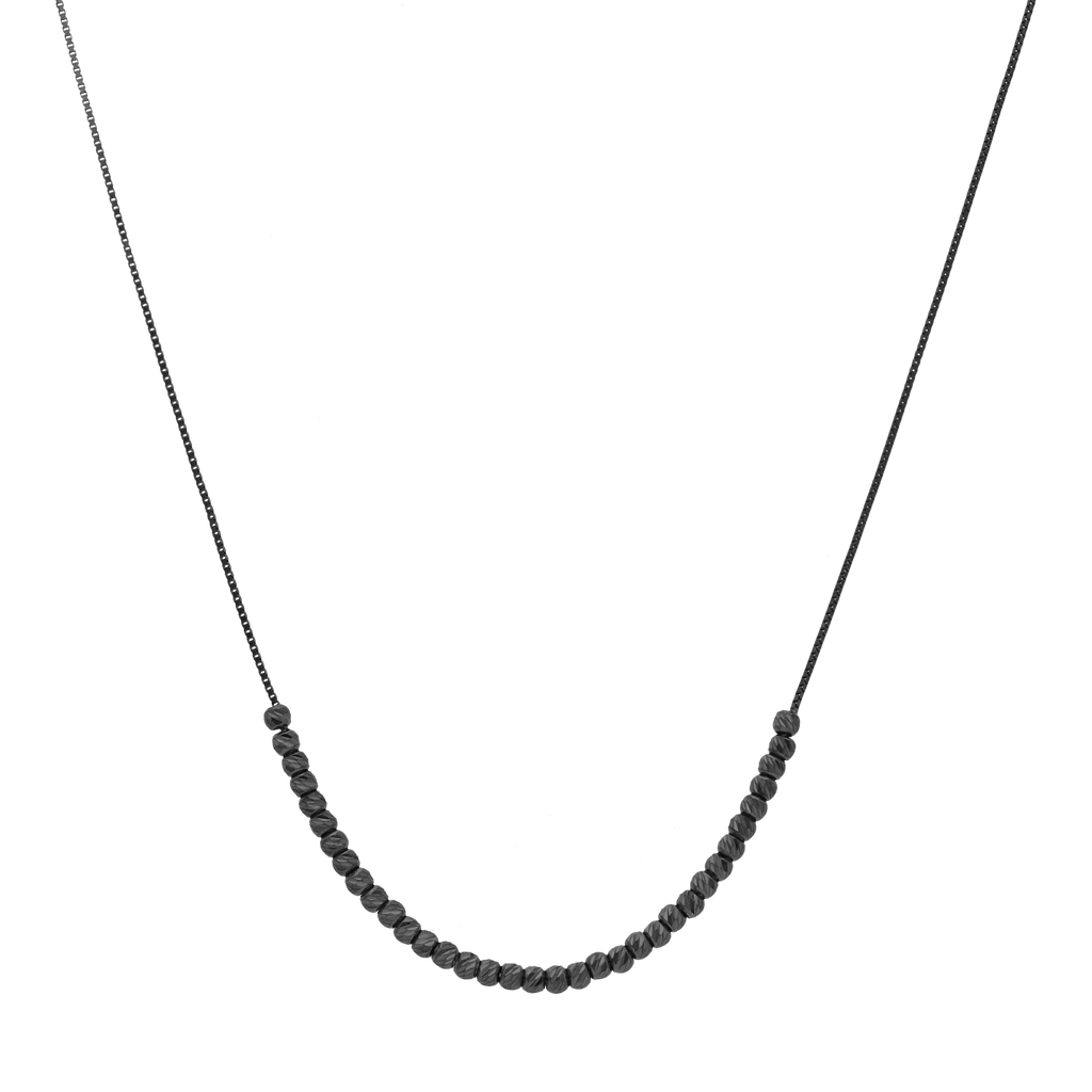 Collar bolitas diamantadas 14K