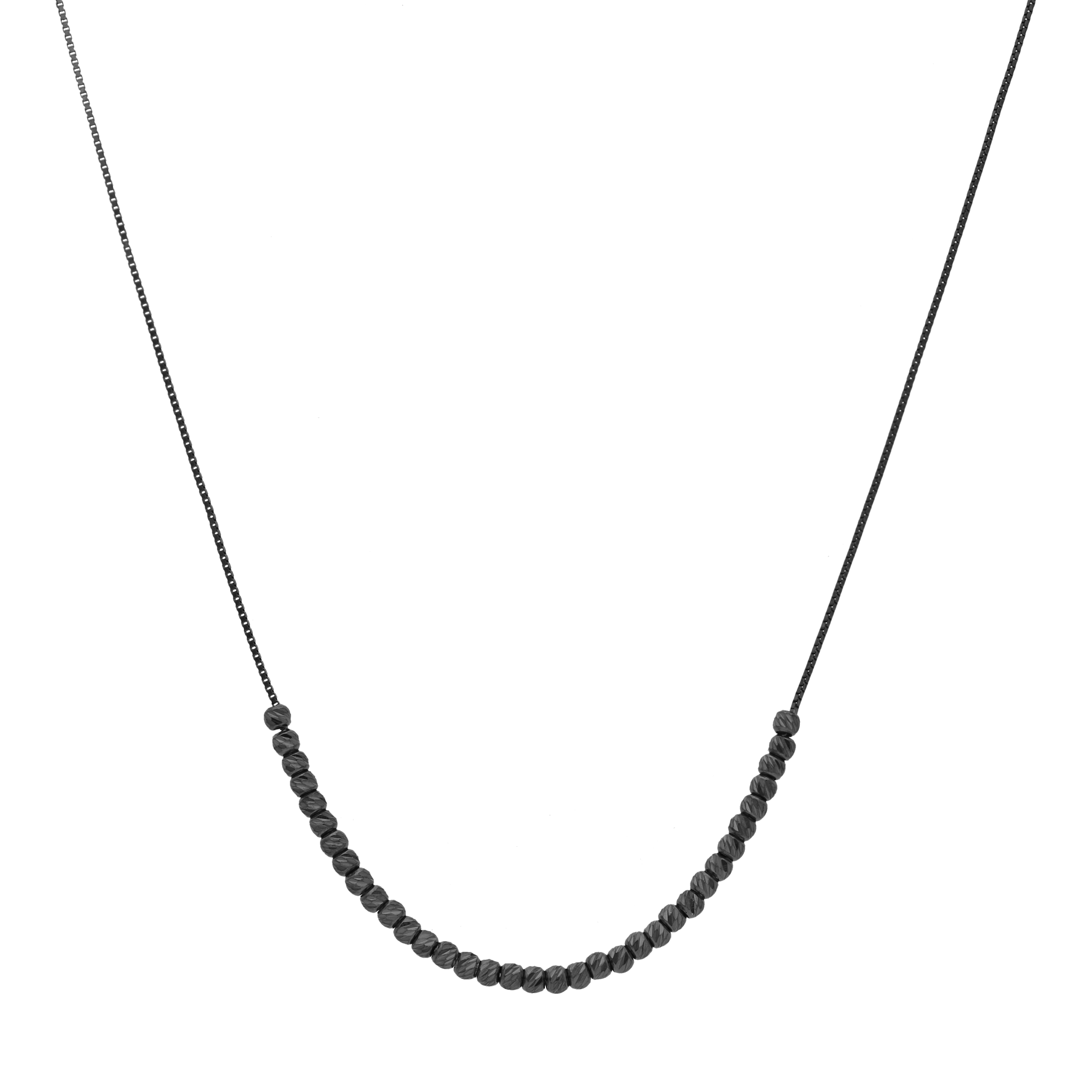 Collar bolitas diamantadas 14K