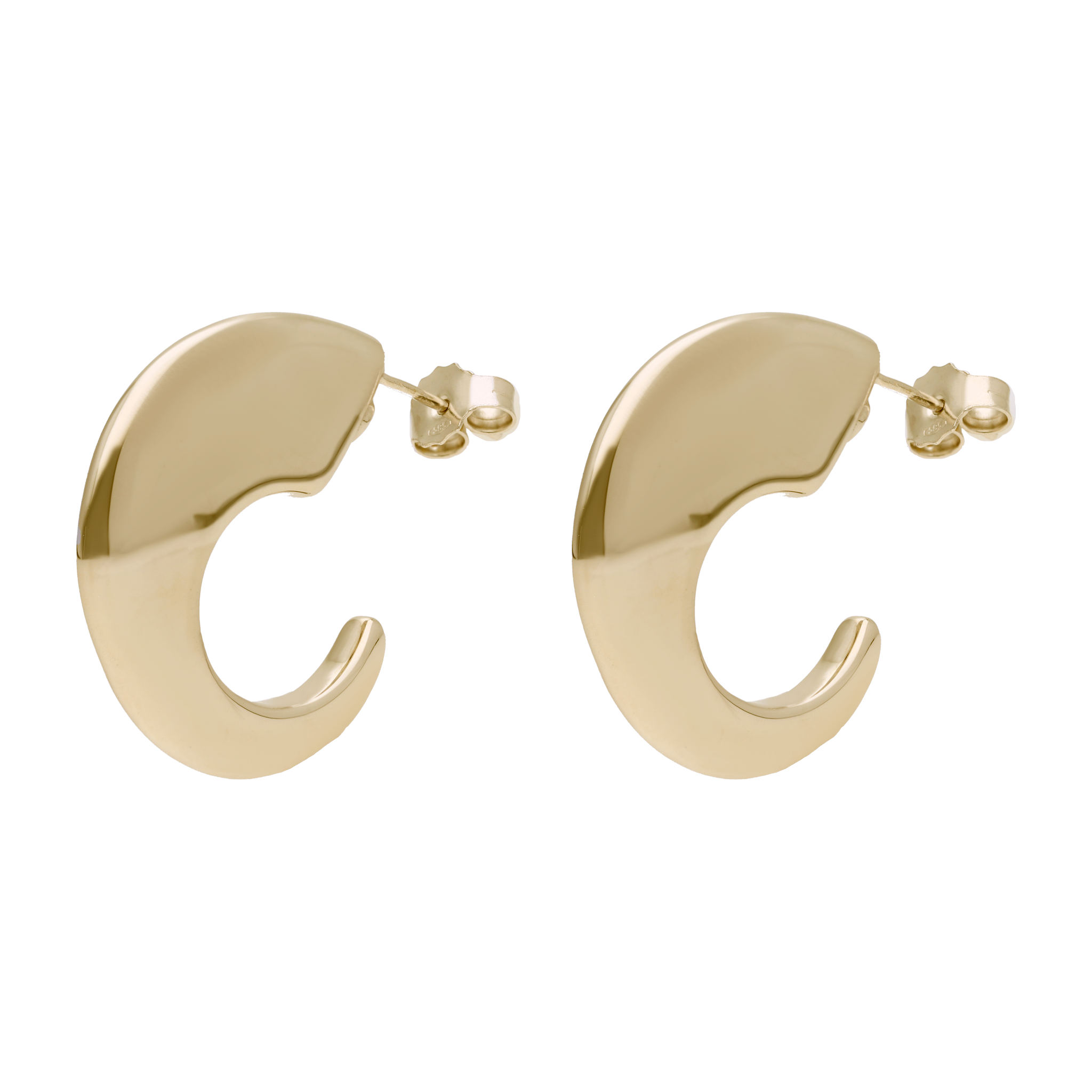 Arracadas huecas media luna 14K