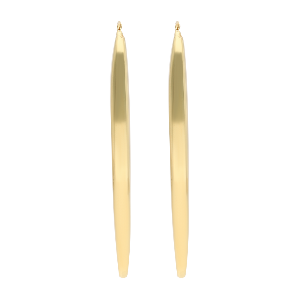 Arracadas grandes largas rectangulares 14K