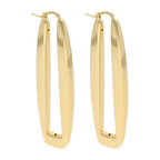 Arracadas grandes largas rectangulares 14K
