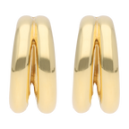 Arracadas redondas 2 filas oro amarillo 14K