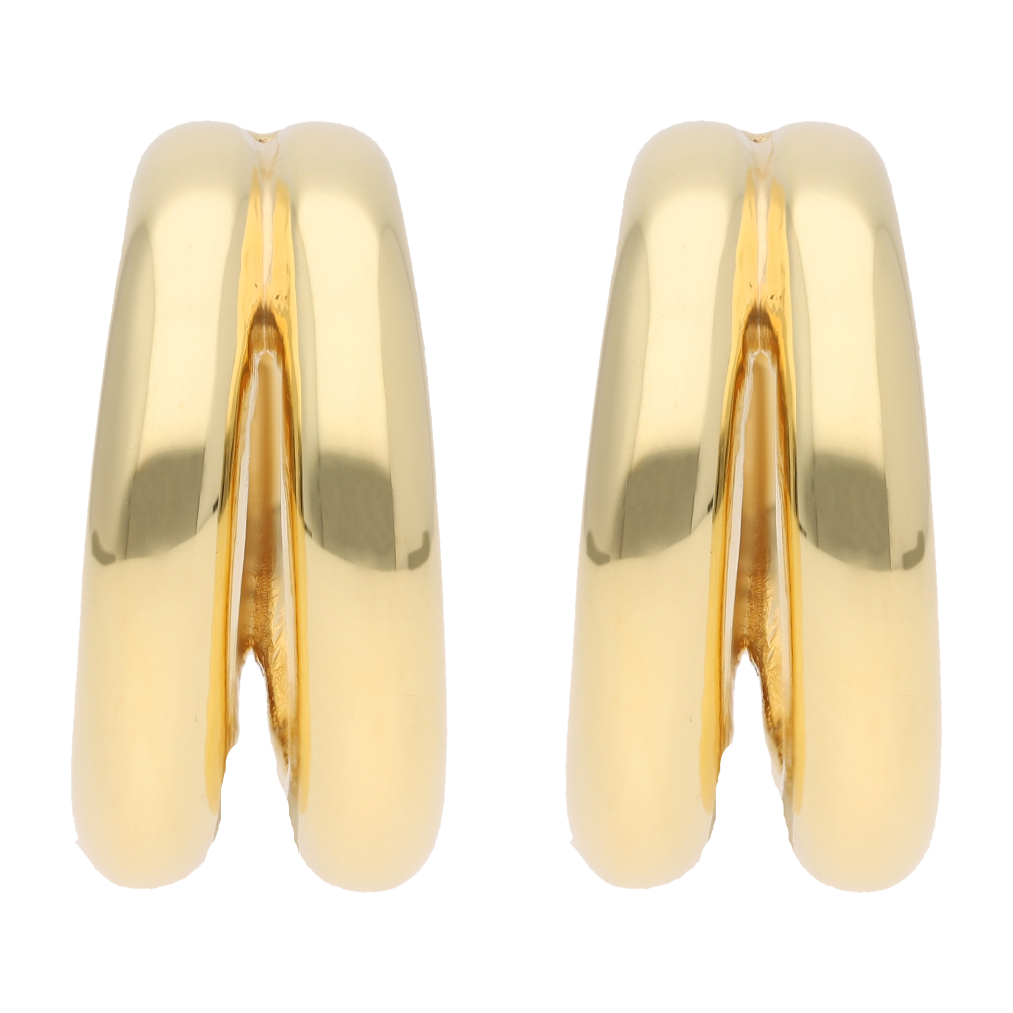 Arracadas redondas 2 filas oro amarillo 14K