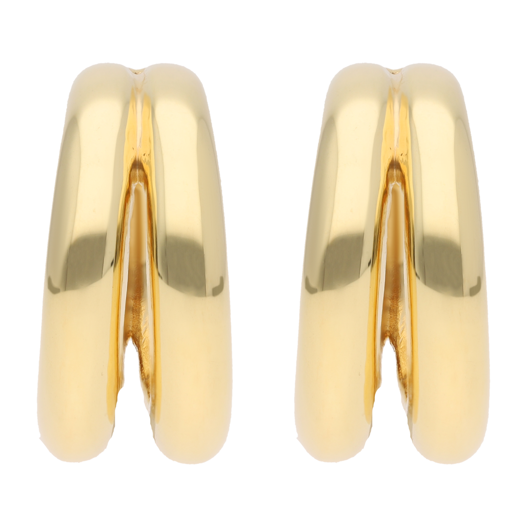 Arracadas redondas 2 filas oro amarillo 14K