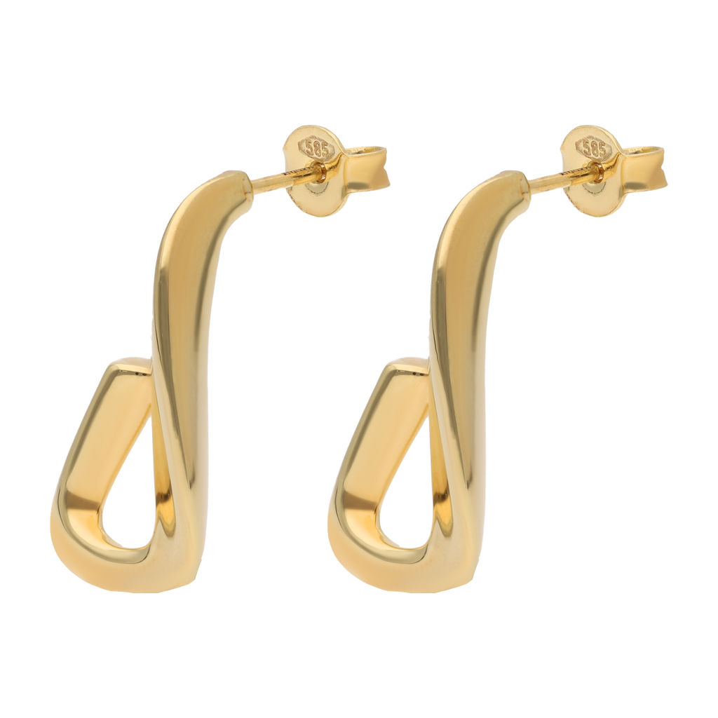 Aretes chuecos huecos 14K